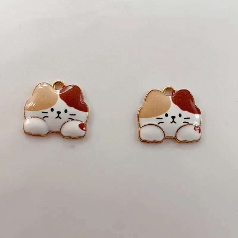 10 шт. 16x18 мм Модный золотой цвет металлический сплав кавайная эмалированная кошка