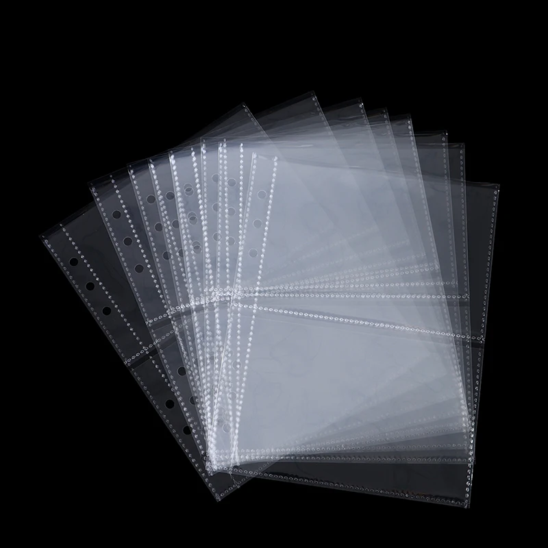 10pcs Standard Clear Plastic Photo Album Transparent A5 Binder Refill Sleeves |