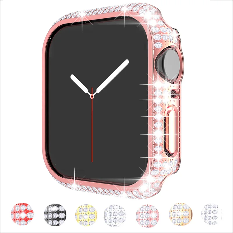 Luxury Rhinestone Diamond Protective Cover for iWatch Series 6 5 4 40mm 44mm Women Jewelry Case for Apple Watch 6 SE 3 42mm 38mm