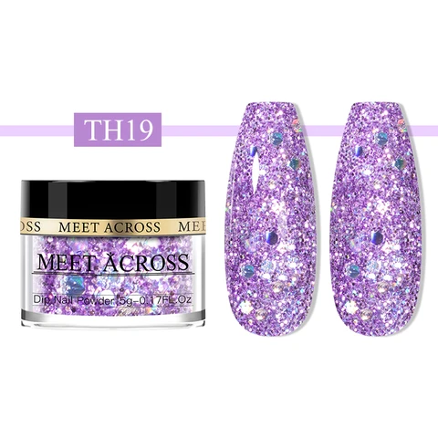 MEET ACROSS Блестящая фиолетовая пудра для ногтей 5г