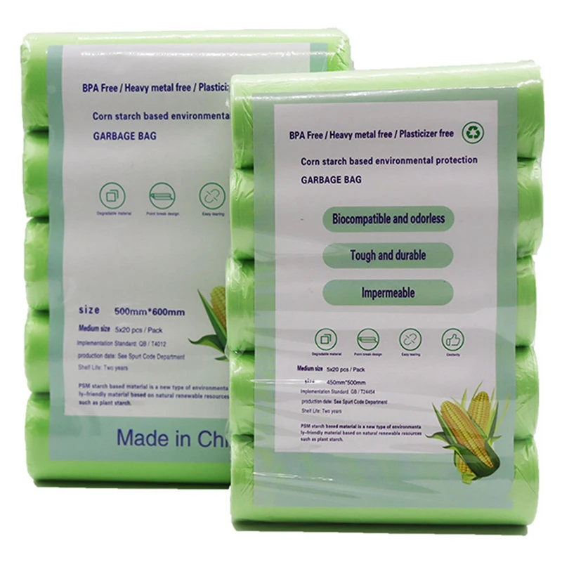 

100 Degradable Biological Garbage Bags Starch-Based Environmental Protection Garbage Bags