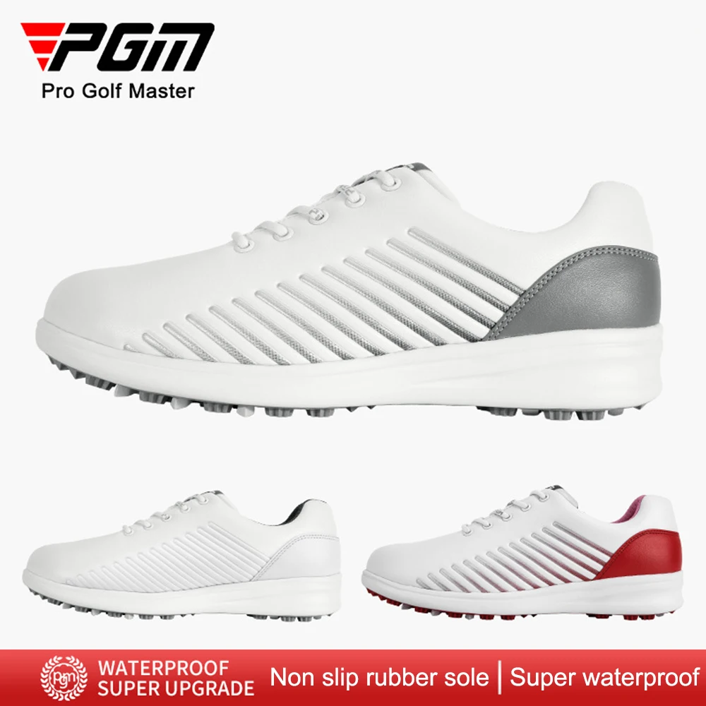 PGM XZ156 Golf Shoes For Woman Waterproof Microfiber Leather Sports Ladies Breathable Lightweight Anti-Slip Trainers Sneakers