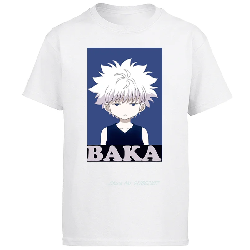 

Классические комиксные футболки Hunter X Hunter Killua Zoldyck Baka с коротким рукавом, летняя уличная одежда в стиле Харадзюку, мужская одежда
