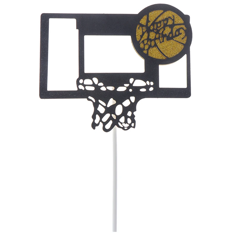 

Basketball Cupcake Topper Black Gold Happy Birthday Cake Topper For Birthday