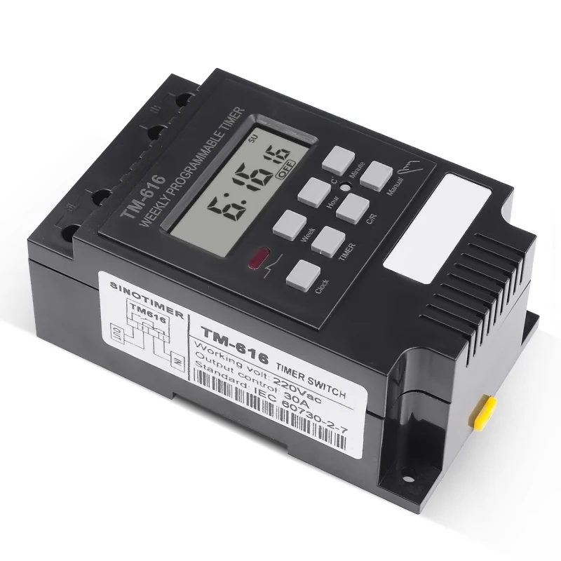 

SINOTIMER 30A Load 7 Days Programmable Digital TIMER SWITCH Relay Control 220V Din Rail Mount