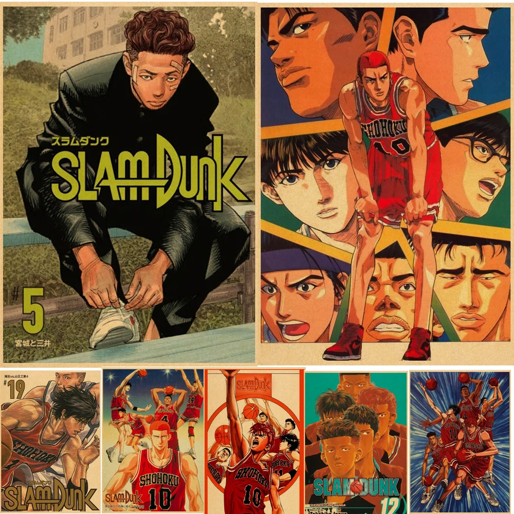 Аниме постер SLAM DUNK, домашняя наклейка, картина, Настенная Наклейка для кофейни, бара, настенное искусство
