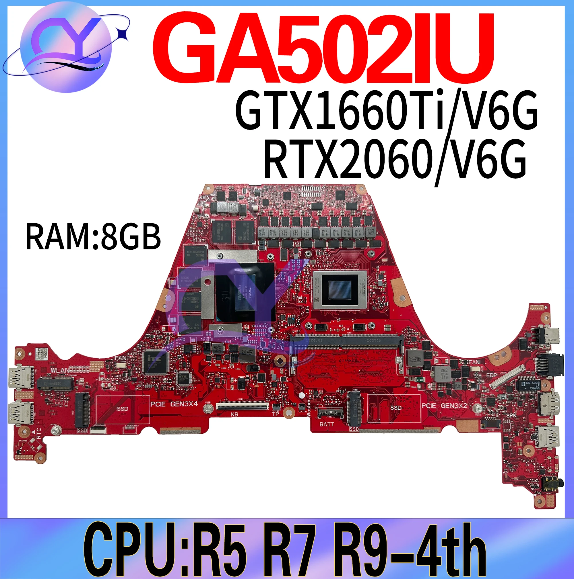 Материнская плата GA502IU Материнская плата ASUS GA502IV GA502 GA502DU GA502I для ноутбука R5 R7 R9 GTX1660Ti RTX2060 ОЗУ/8 ГБ 100% рабочий