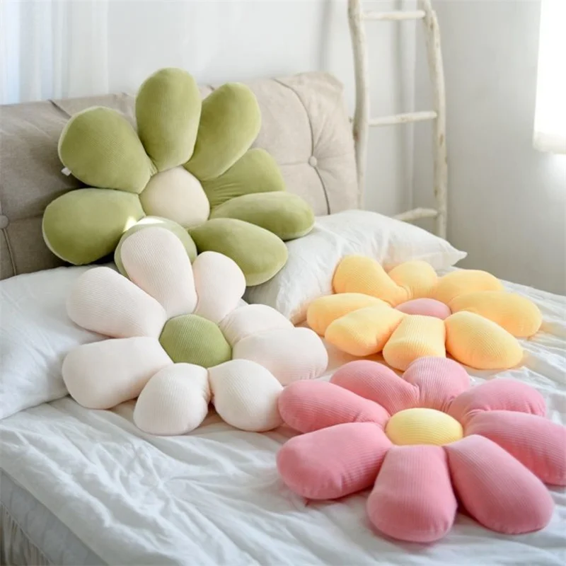 

Pretty Cartoon Daisy Plush Throw Pillows Sofa Chair Floor Flower Shaped Stuffed Seating Cushion for Office Nursery Room Tatami