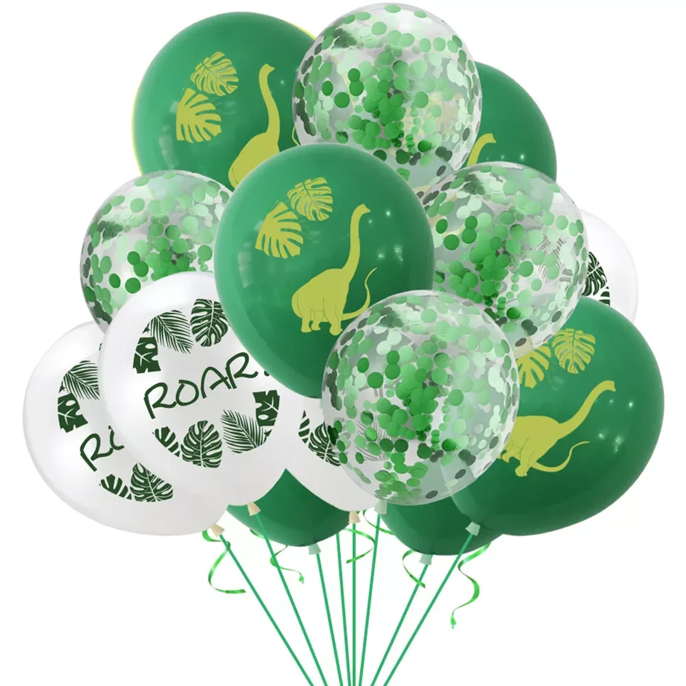 

10Pcs 12inch Dinosaur Confetti Latex Balloons Jungle Wild Animal Party Decorations Birthday Balloon Baby Shower Air Balls Globos