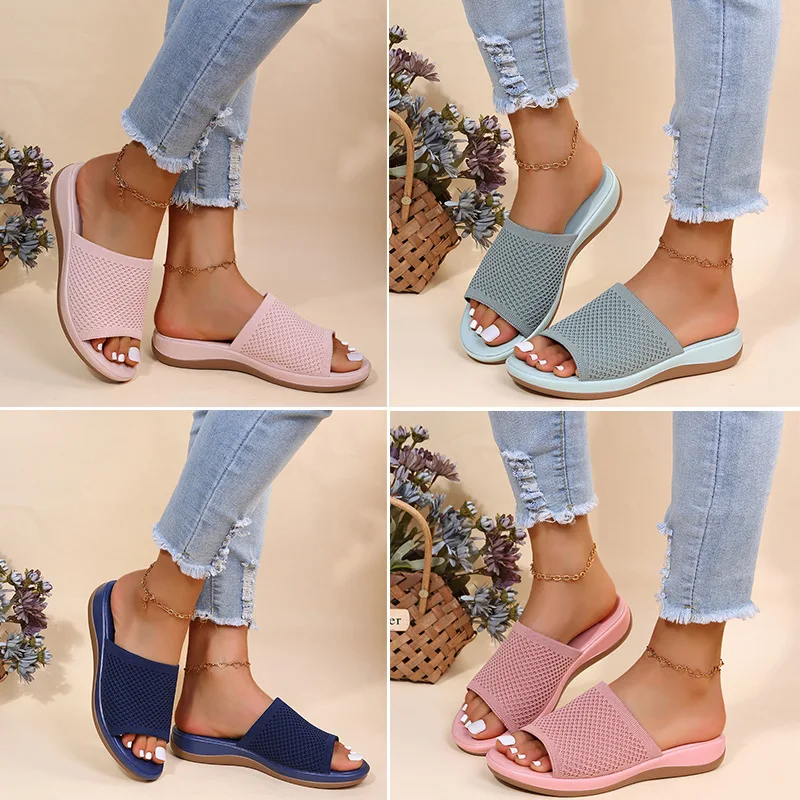 Sandals Women Elastic Force Summer Shoes Women Flat Sandals Casual Indoor Outdoor Slipper Summer Sandals For Beach Zapatos Mujer