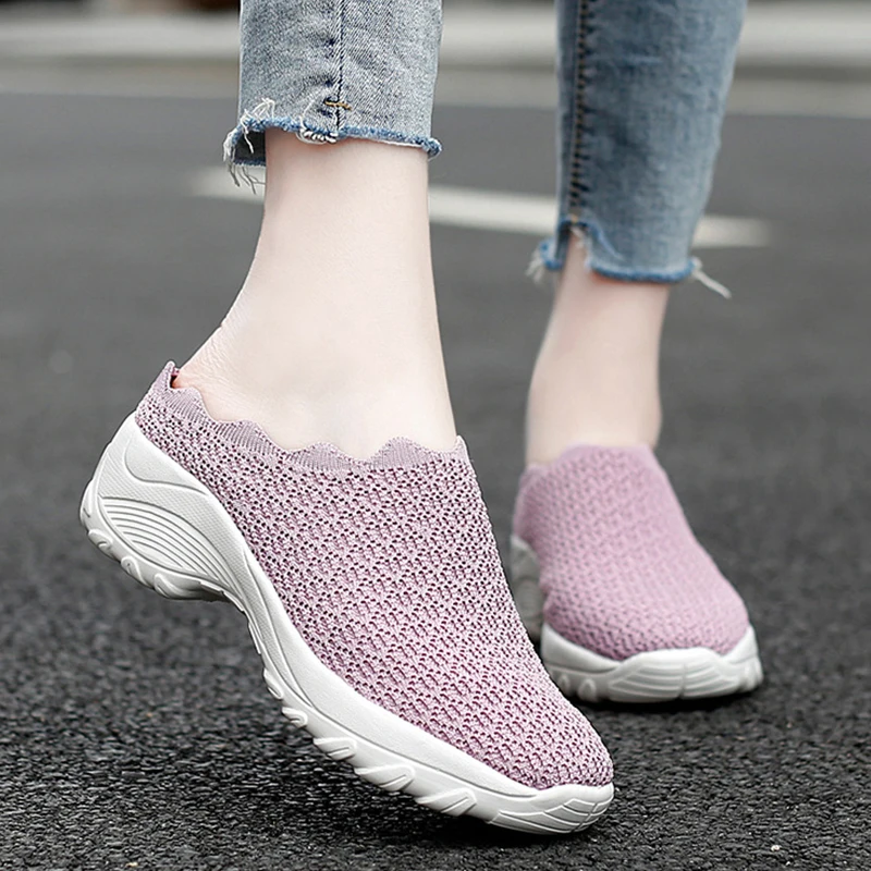 

Кроссовки женские сетчатые, легкие дышащие сникерсы, плоская подошва, прогулочные тапочки, повседневная обувь