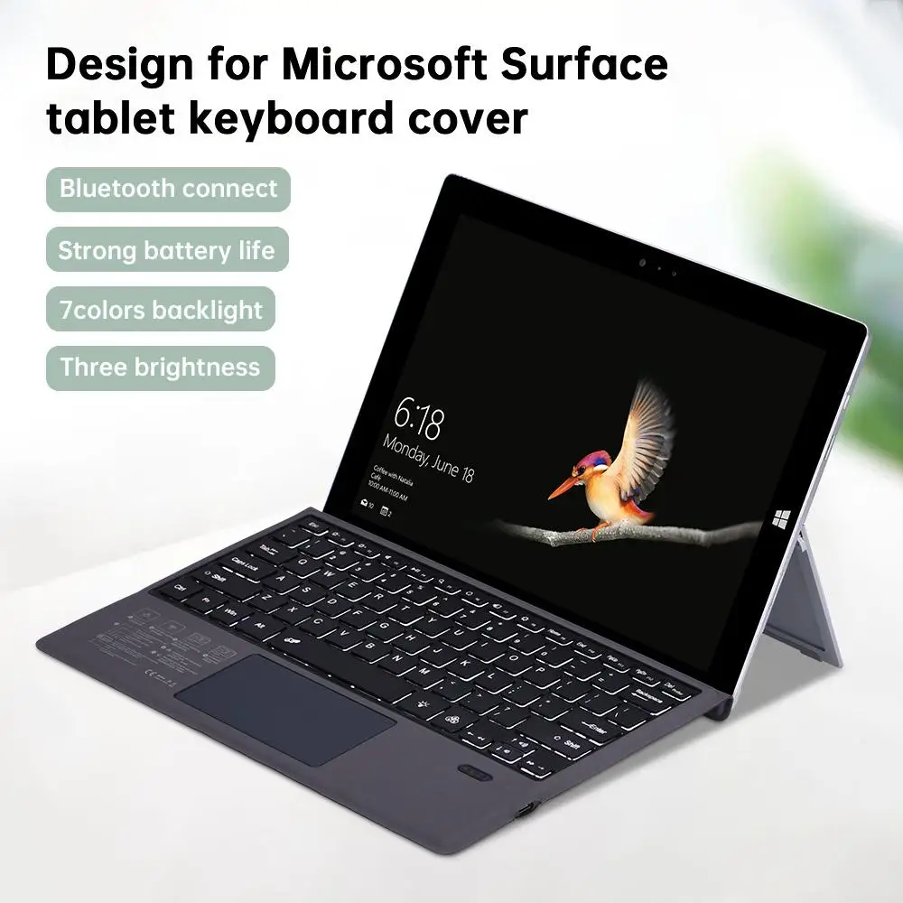 

Ft-1089d Wireless Bluetooth-compatible Keyboard With Touchpad Backlight For Microsoft Surface Pro 3 4 5 6 7 Gaming Keyboards