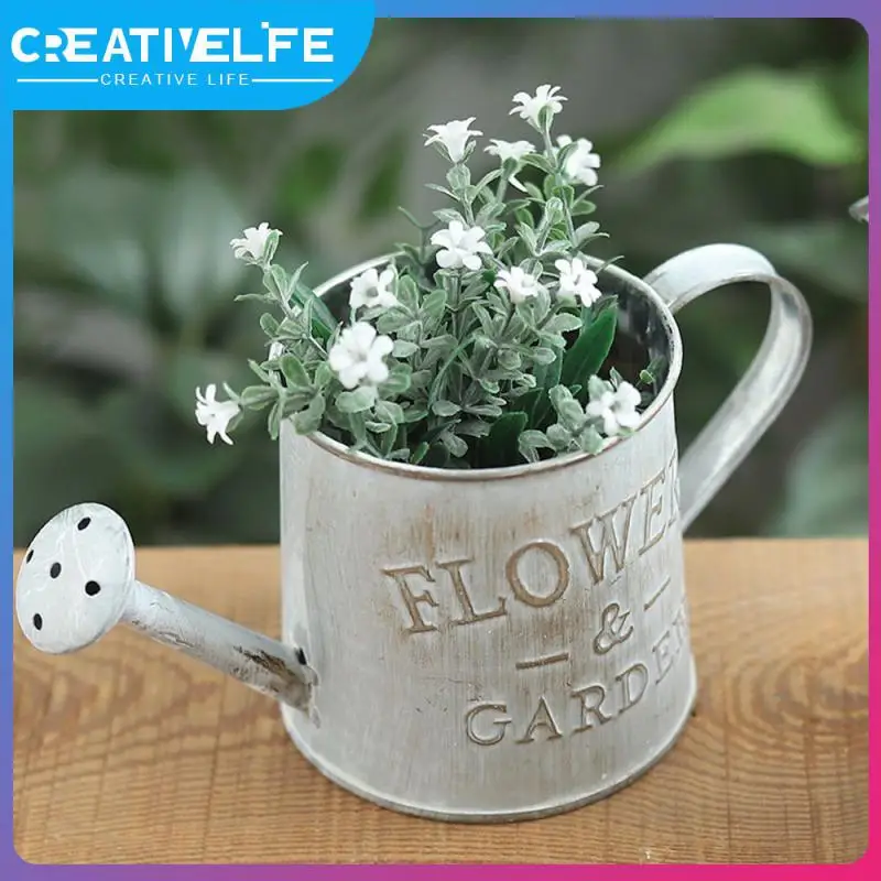 

Antique And Old Iron Flower Bucket Watering Bucket Shaped Decoration Simple Northern Europe Pastoral Style Rust-free Ornaments