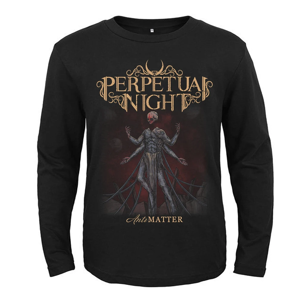 

4 Designs Perpetual Night Death Rock Band Demon Men Women Full Long Sleeves Shirt Black Metal Tee Fitness Rocker