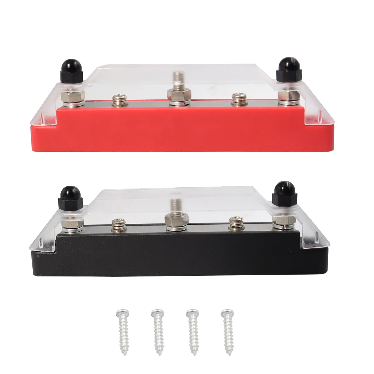 

M6 3 Terminal DC 48V 150A Bus Bar Positive Negative Power Distribution Block Box Busbar Battery Terminal Studs Box