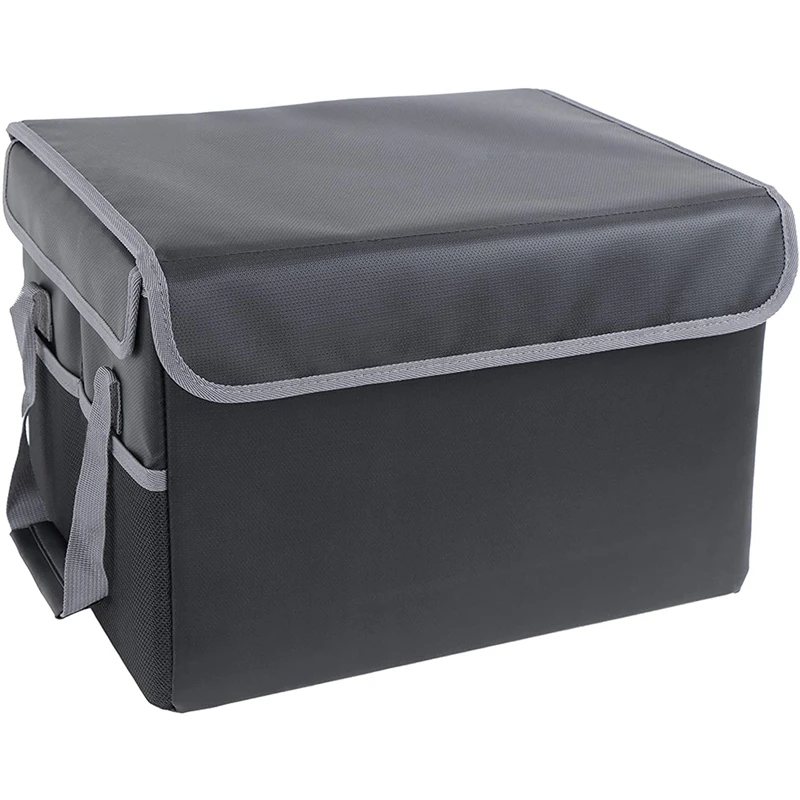 

File Storage Folder Organizer Box - Black Collapsible Portable File Box With Handle Folder Bin