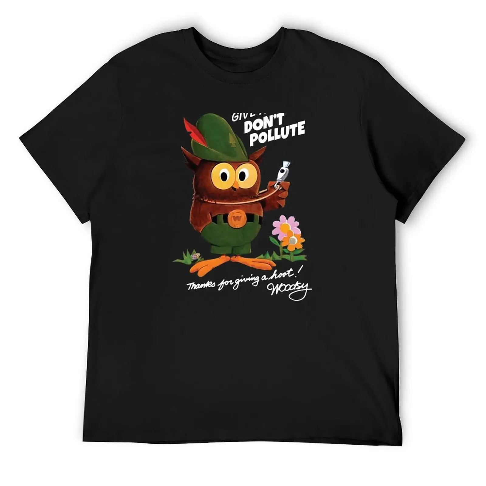 Дайте хоу! Не загрязняет! Футболка Woodsy the Owl футболки с рисунком аниме мужские