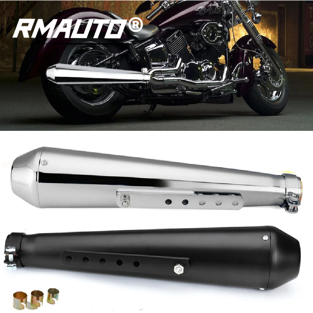 

45CM Universal Motorcycle Exhaust Pipe Cafe Racer with Sliding Bracket Exhaust System Muffler Tip Racing Motorcycle Parts