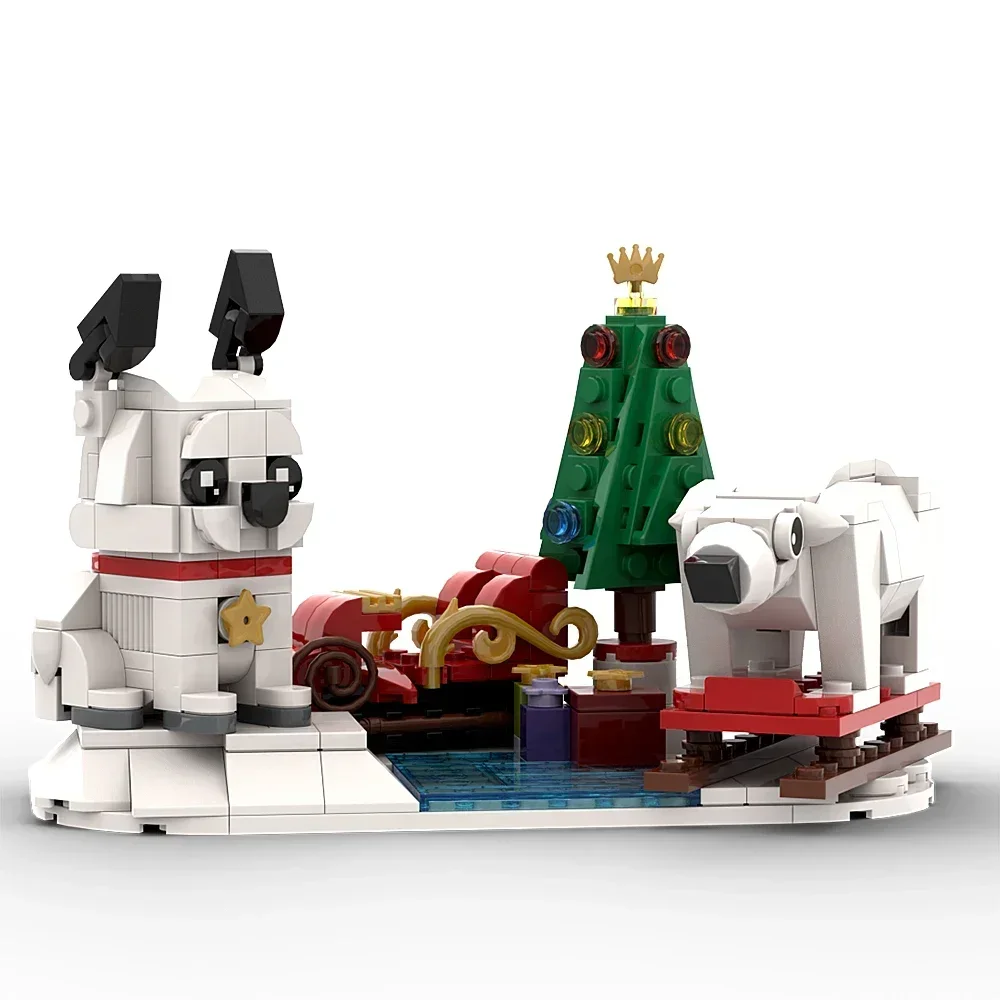 Gobrick MOC Рождественские сани Санта Клаус Лось кирпичи игрушки Рождество олень