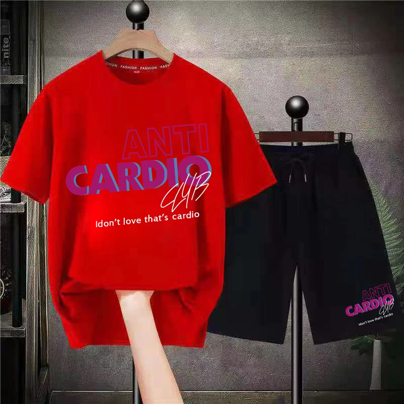 Pure Cotton Oversized T-Shirt Summer Casual Sports Short Sleeved Work Out Suit Male Graphic Street Fashion Loose Breathable Tees