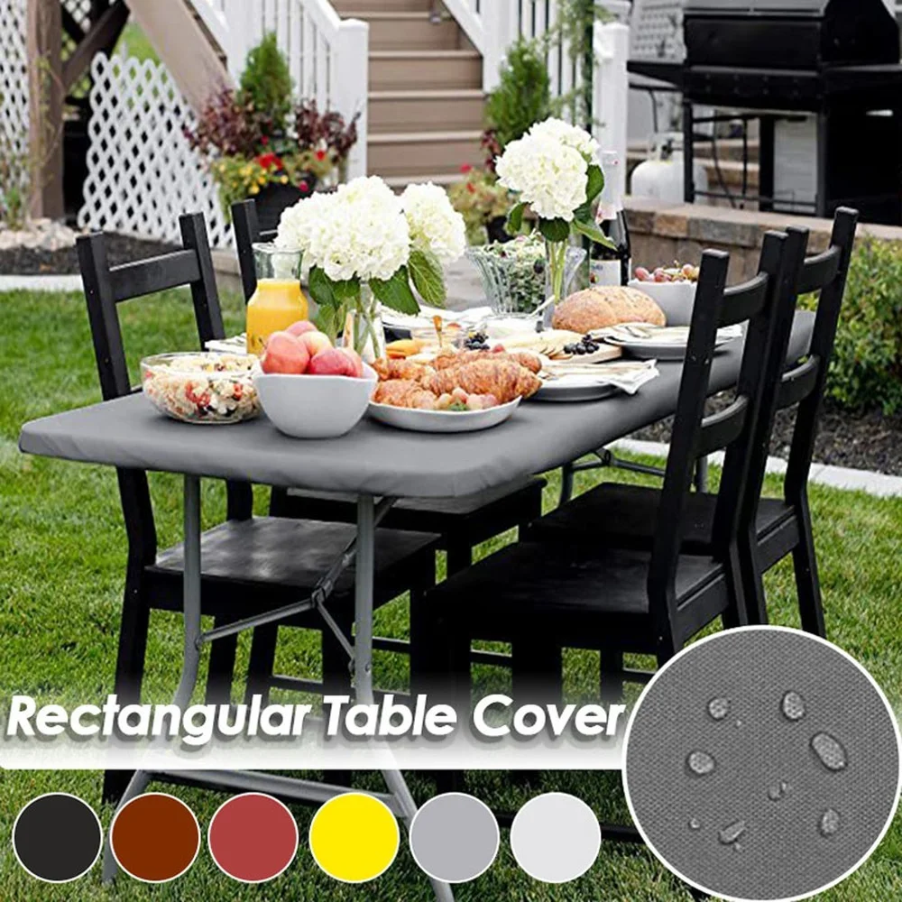 

Outdoor Waterproof Rectangular Tablecloth Oil-proof Elastic Edged Wipeable Table Cover Garden Patio Table Cloth Home Decoration