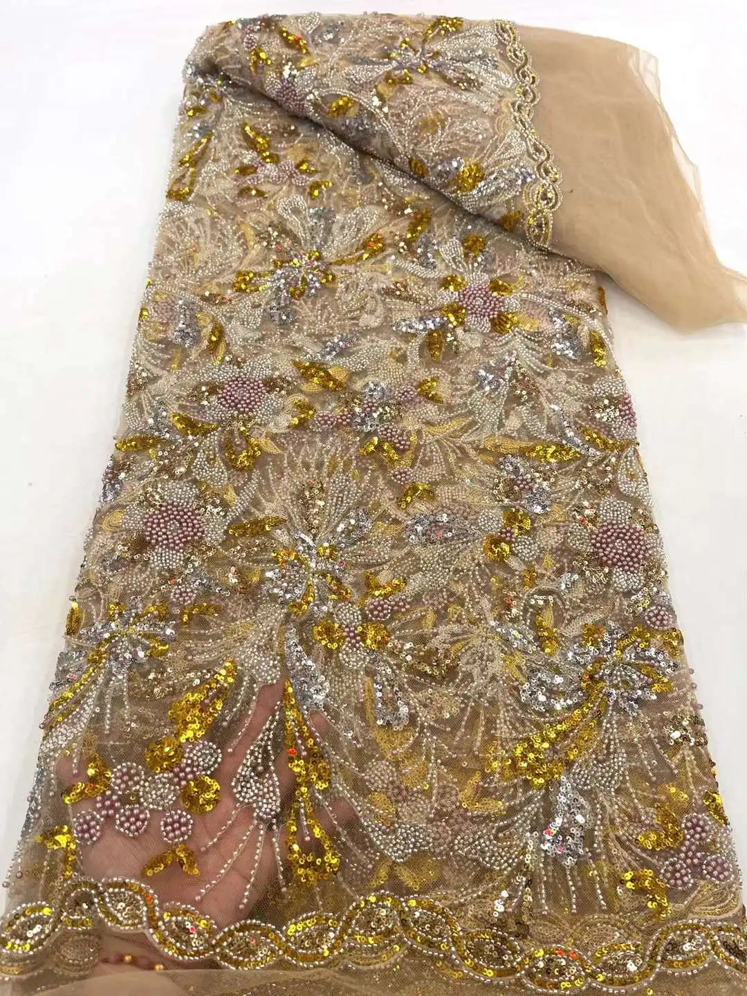 2024 африканская кружевная ткань с блестками Высококачественная Тяжелая