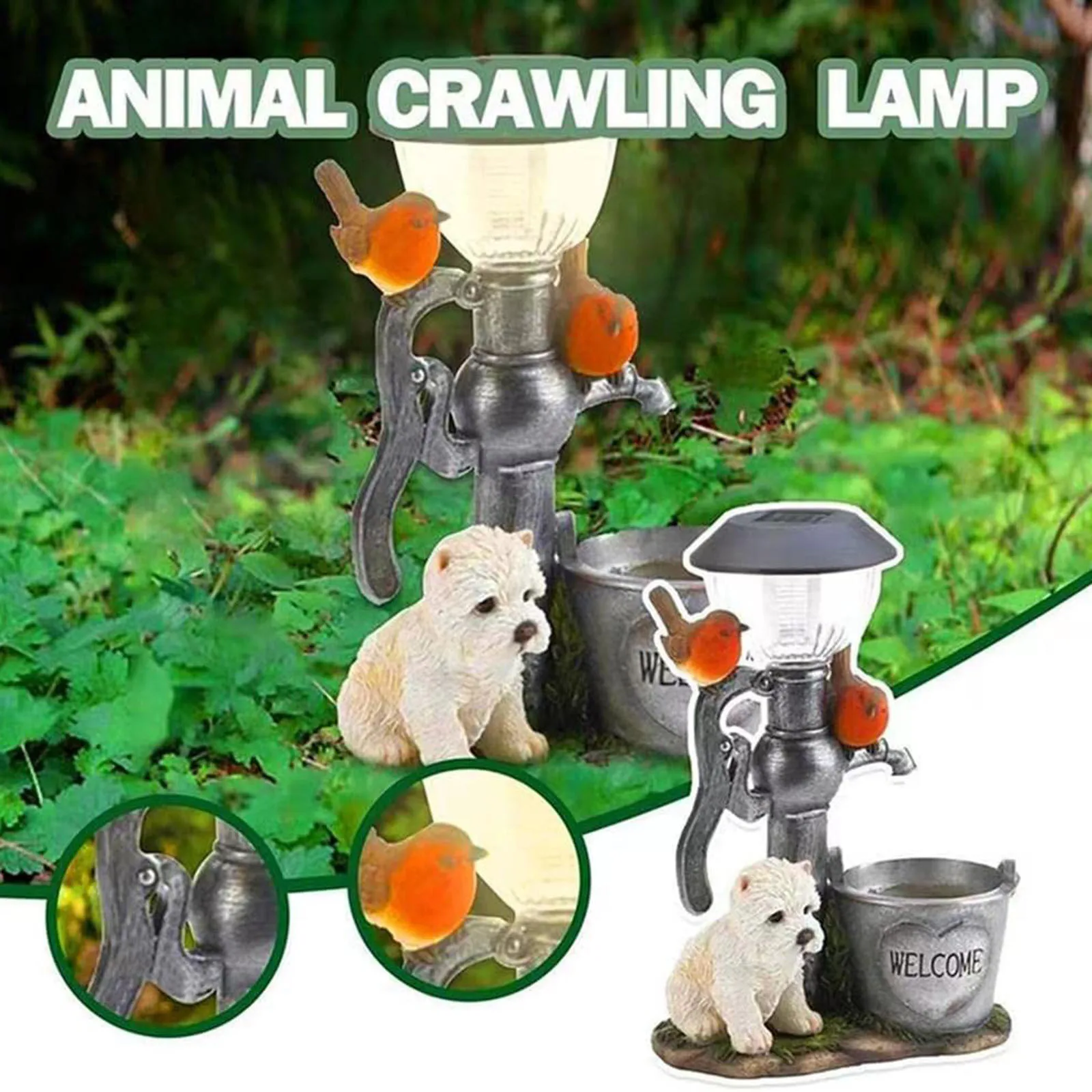 

Cute Solar Dog Resin Light Garden Animal Crawling Light Dog Statue Christmas Decorations for Small Tree Christmas Ornaments