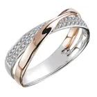 Простое индивидуальное двухцветное женское медное кольцо X-образной формы с Цирконом Ювелирные изделия оптовая продажа женских подарков для вечерние с кристаллами