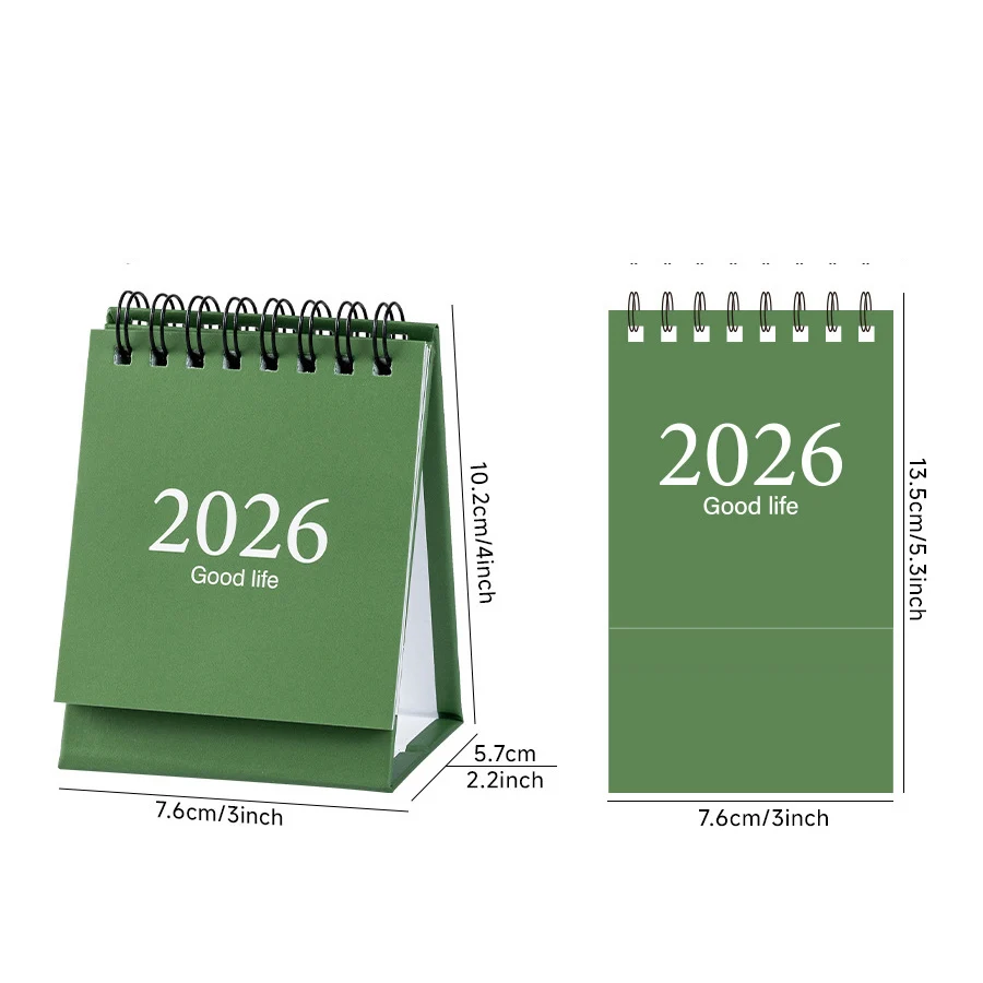 

2026 Новый английский простой однотонный мини-настольный календарь, настольный бумажный календарь, двойной ежедневный планировщик, годовая повестка дня