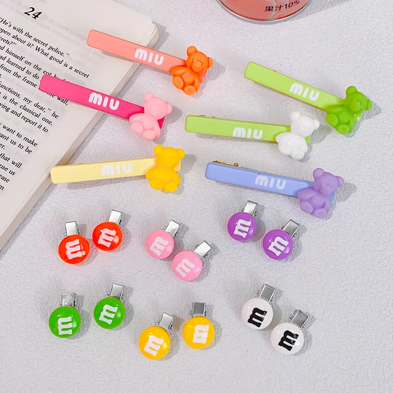 

3 шт./компл. милые заколки для волос с мультяшным медведем M Bean, милые украшения для волос, заколки карамельных цветов, модные аксессуары для в...