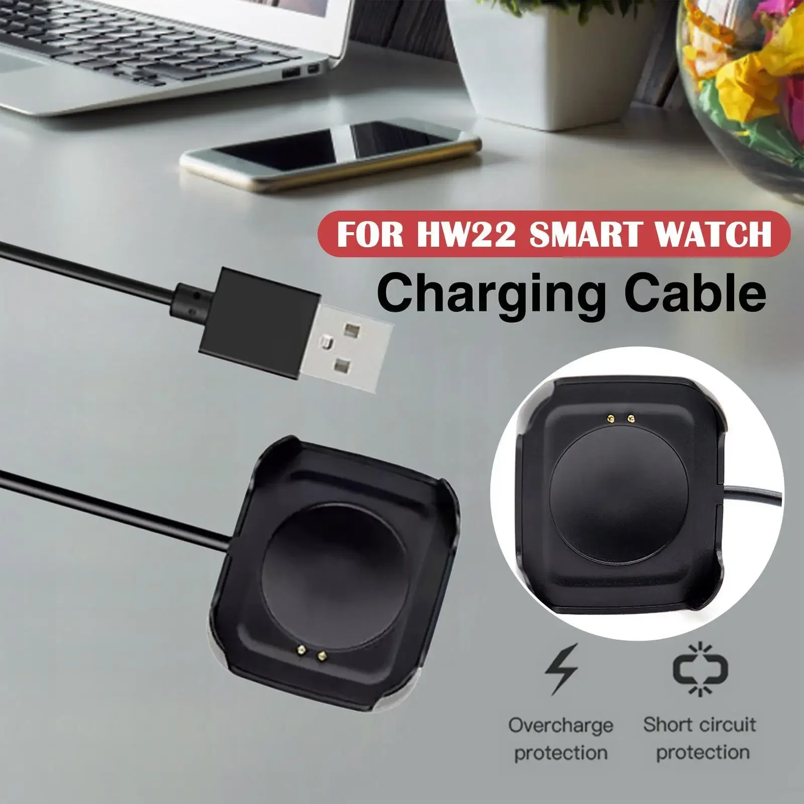 Фото USB-адаптер для быстрой зарядки и док-станции для смарт-часов Hw22 HW19, зарядный кабель №4