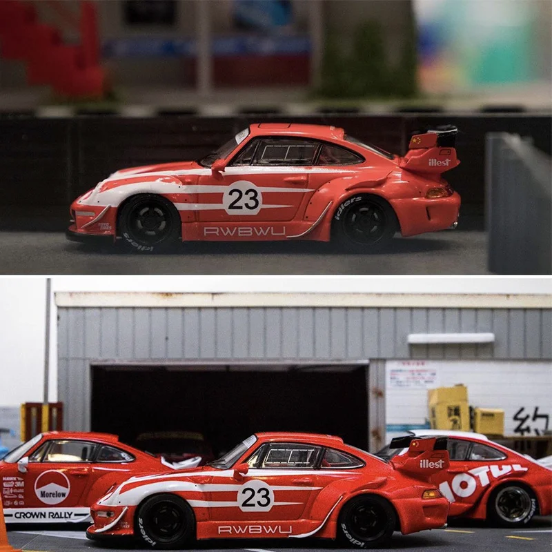 

1:64 Tarmac Works TW RED 993 911 RWB Wu Wide Body 23 Alloy Diorama Car Model Collection Miniature Carros Children For Toys