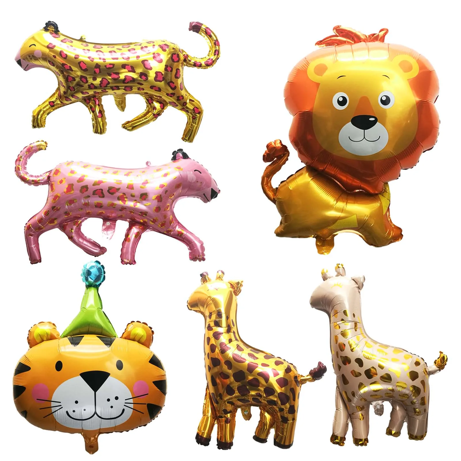 

1Pcs Jungle Animal Tiger Lion Giraffe Leopard Foil Balloon Happy Birthday Party Decor Baby Shower Kids Toys Jungle Party Supplie