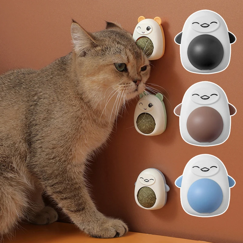 

Кошачья мята настенная, сферический шар для чистки зубов, вращающаяся игрушка для кошачьей мяты, товары для домашних животных, угощение на стену