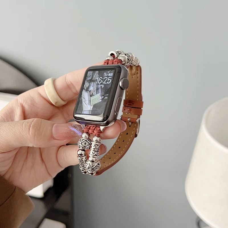 

For Iwatch8 Strap Elastic Leather Strap Chain for IOS S8 Watch 7 Leather S7 S6SE 5 6 4 Intelligence 3rd Generation Ultra Watches