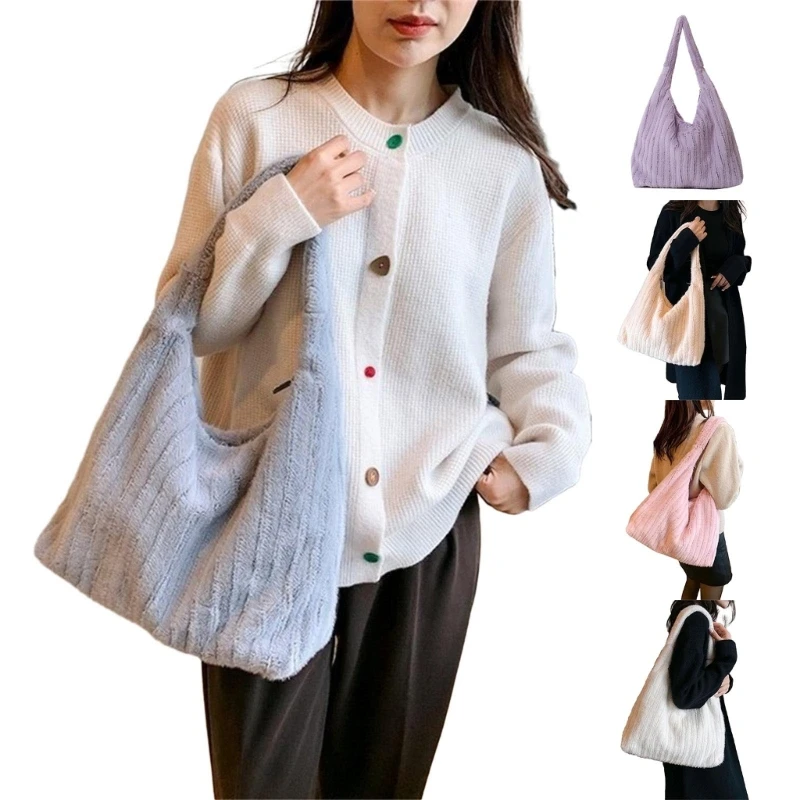 

Plush Underarm Bag Women's Shoulder Purse Large Capacity Handbag for