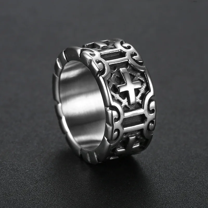 

Stainless steel punk personality cross ring