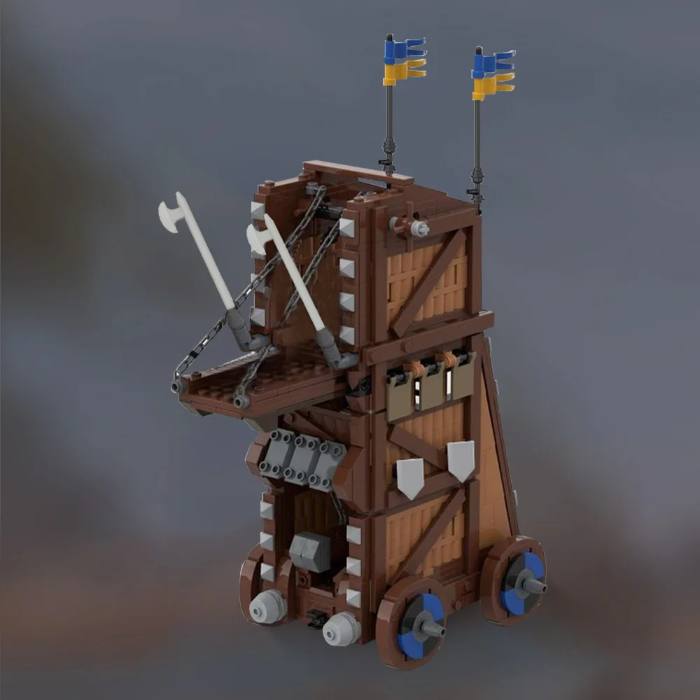 Фото MOC Черный сокол, Siege Tower, строительные блоки, модель средневекового боевого поля, солдат, Siege Tower, сборные игрушки, подарки на день рождения для детей №1