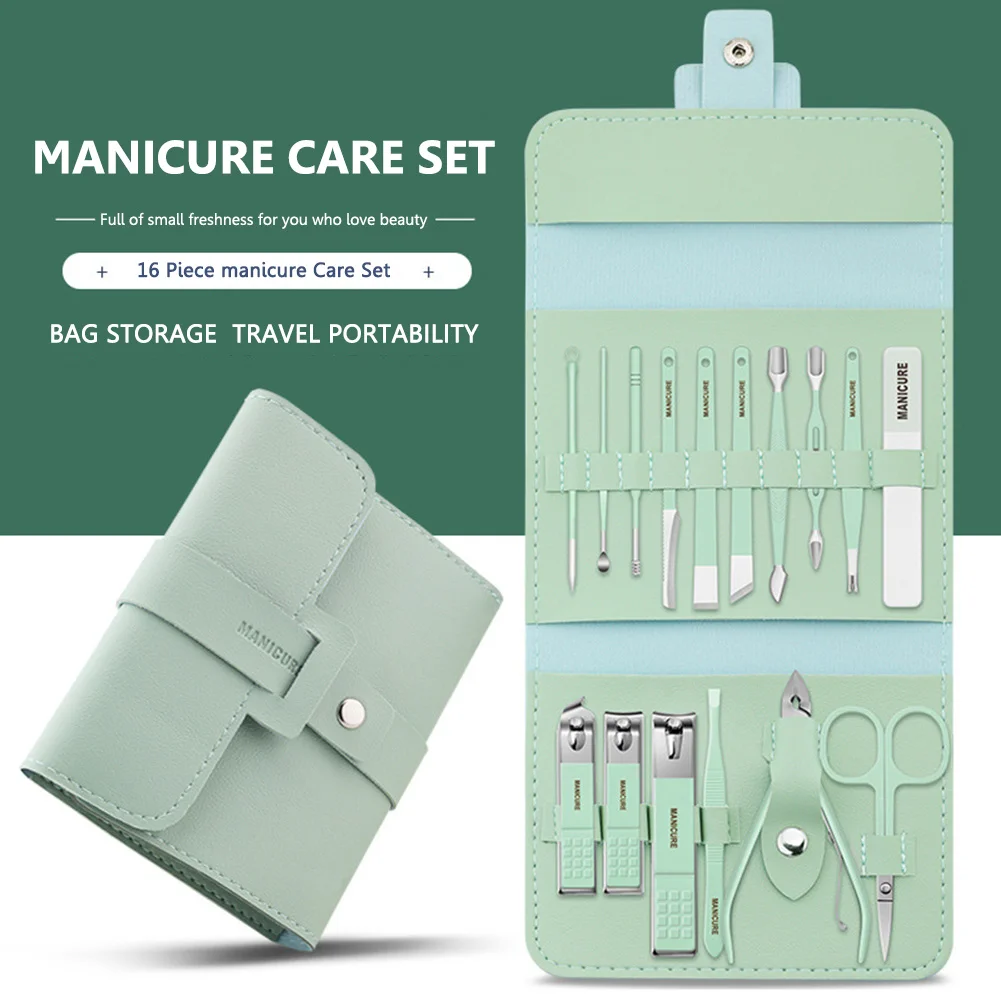 

Newest 16 In 1 Nail Cutter Professional Stainless Steel Scissors Grooming Kit Cuticle Utility Tools Nail Clipper Manicure Set