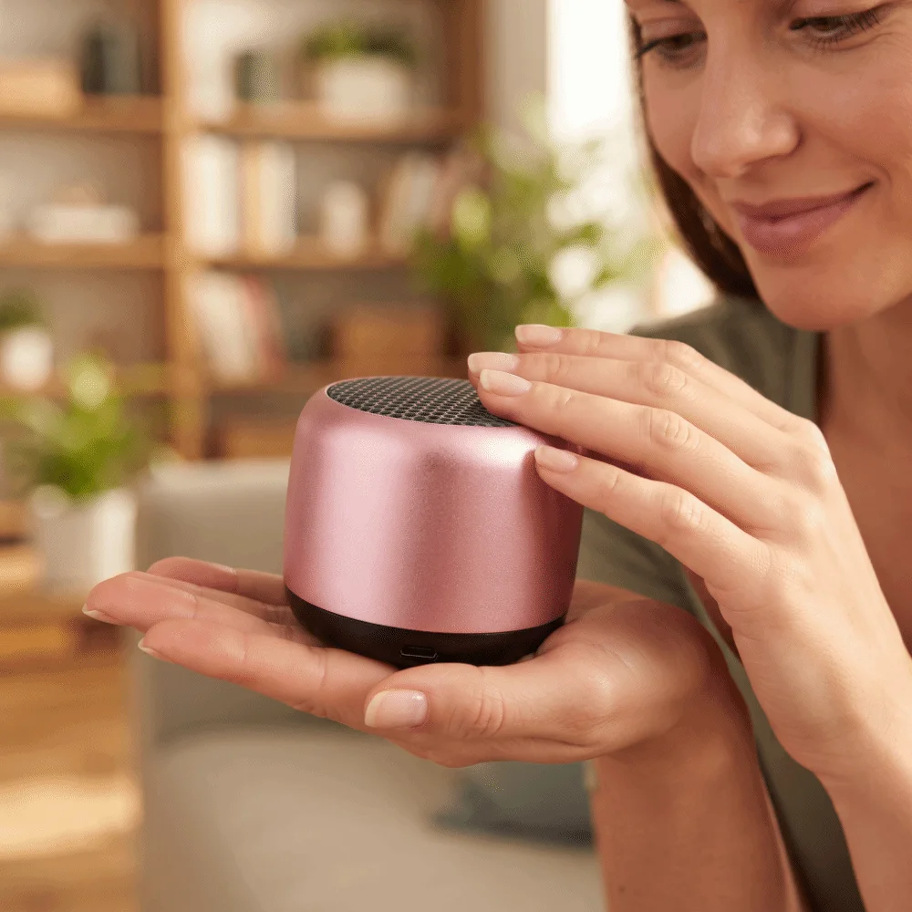 Фото Металлическая мини-колонка Bluetooth с объемным стереозвуком, портативная USB-колонка, многофункциональный портативный дизайн, беспроводная колонка для домашнего аудио №2