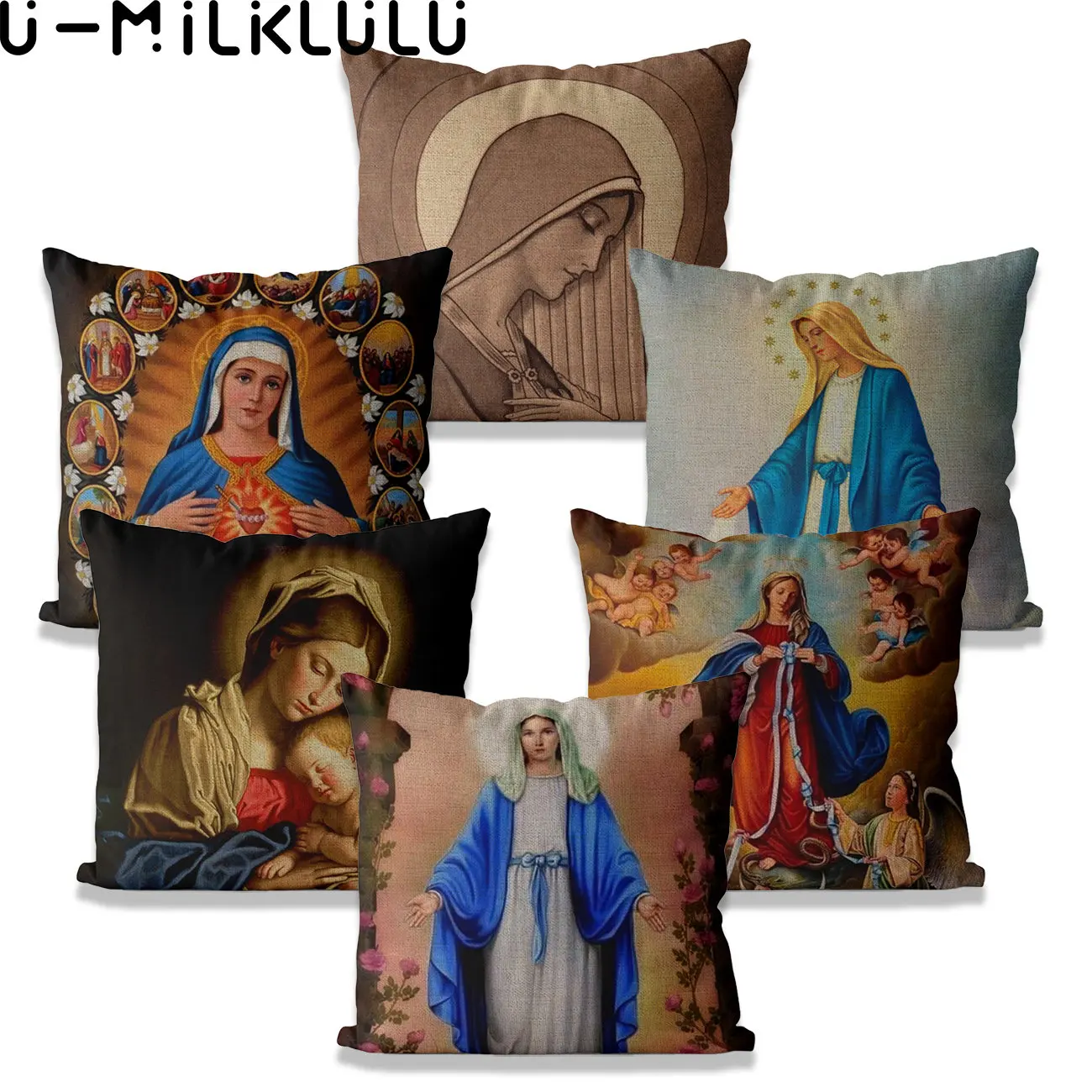

Jesus Maria American Retro Home Decor Pillowcase 45*45 40X40 Nordic Decorative Pillow Cover Chair Seat Car Couch Cushion Cover