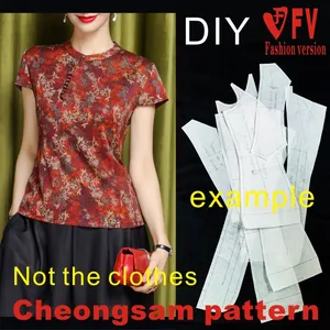Improved cheongsam pattern women's fragrant cloud yarn top clothing cutting effect picture 1:1 physical pattern BQP-82