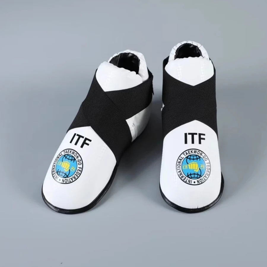 Белые перчатки ITF для тхэквондо, красно-синие защитные накладки на стопы и голени из искусственной кожи, защита для тренировок по боевым искусствам и карате, индивидуальный заказ (art.: 3920dace7ef59) - 3920dace7ef59