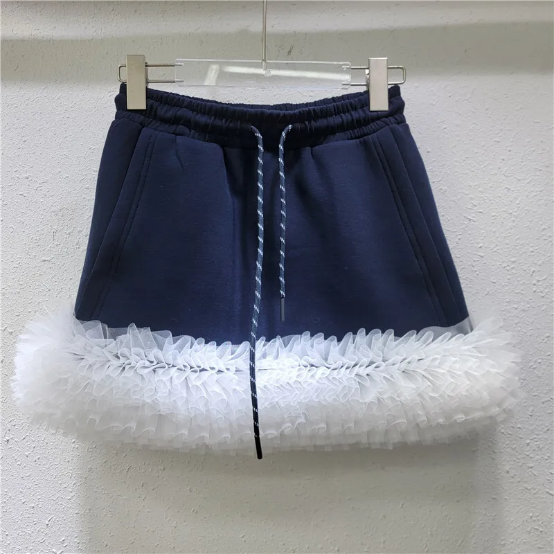 WTHT модные женские мини-юбки со складками и морщинистым подолом 2024 зимняя модная