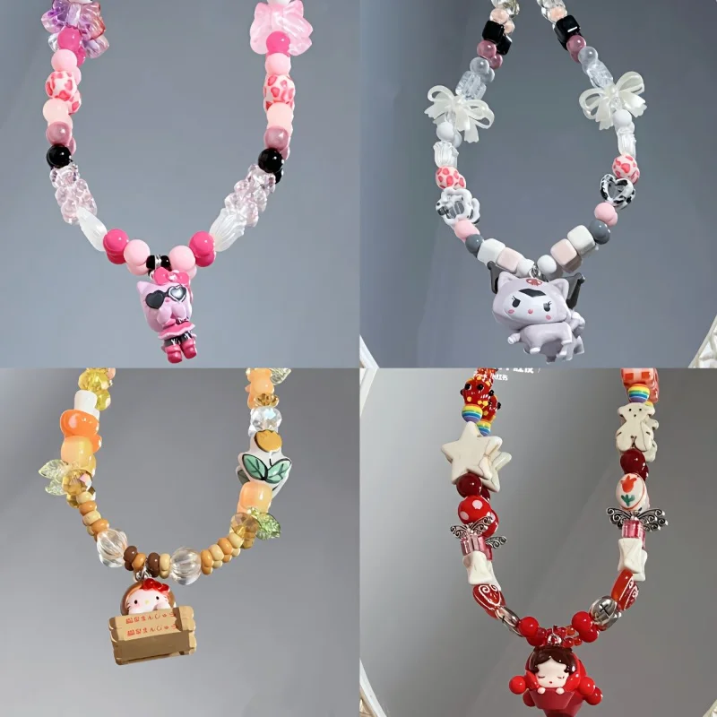 

Оригинальное ожерелье ручной работы с бусинами в виде коричной шкуры, необычный дизайн, украшение в мультяшном стиле, праздничный подарок для девушки