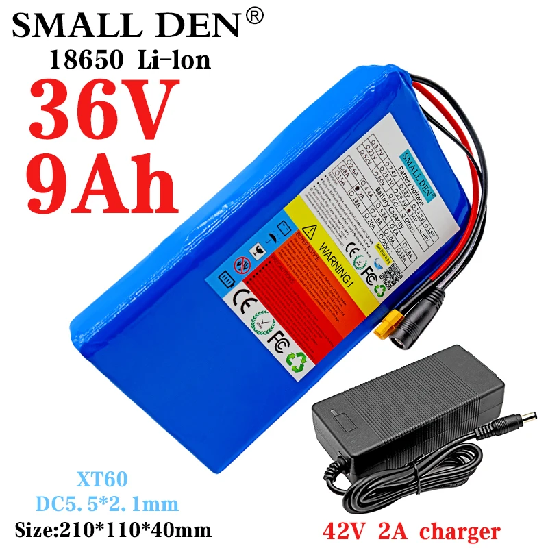 

36V 9Ah18650 10S3P lithium battery pack electric bicycle electric scooter electric tool portable rechargeable battery+2A charger