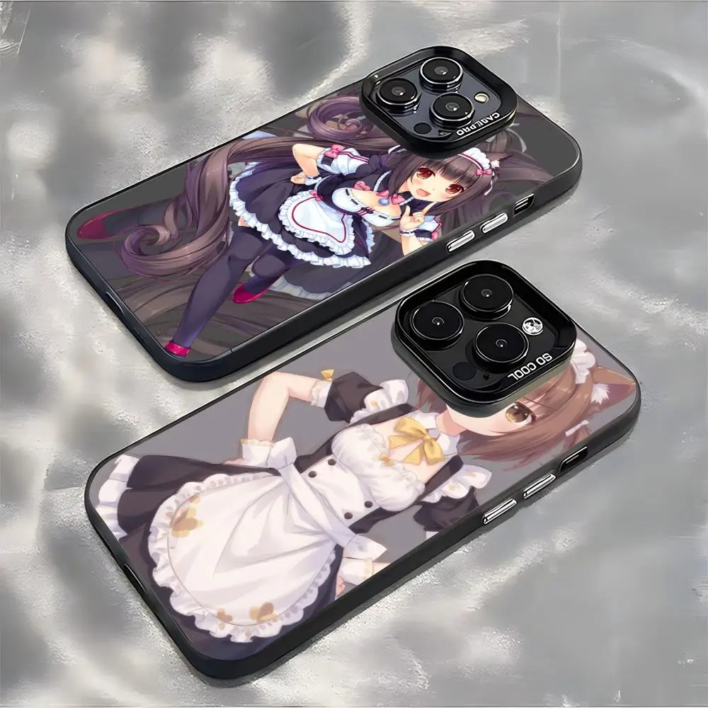 Фото Чехол для телефона NEKOPARA Azuki, серебристый корпус, для iPhone 18, 17, 16, 15, 14, 13, 12, 11 Pro Max Plus. №1
