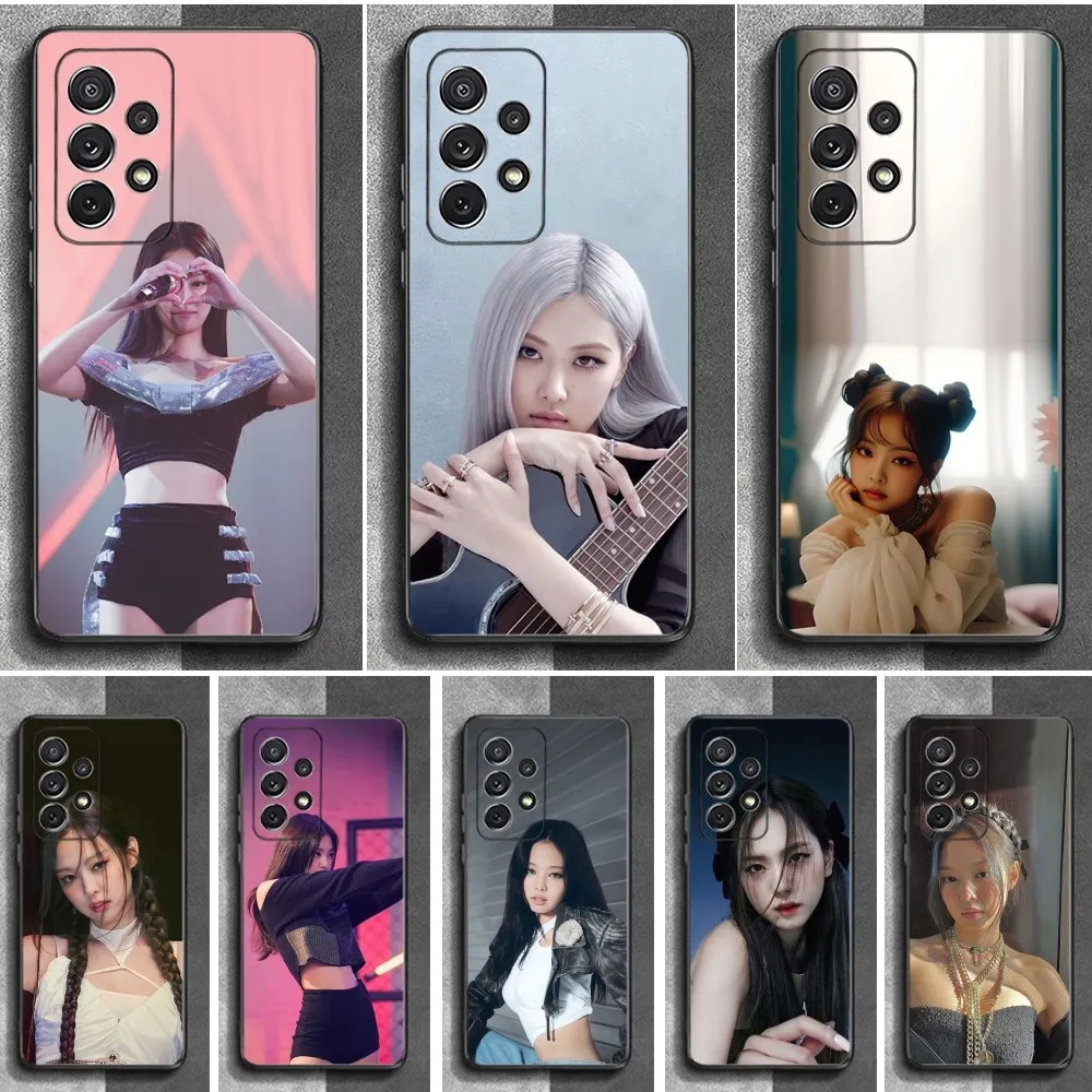 Kpop J-Jennie K-Kims-s Phone Case For Samsung S24 23 22 30 21 10 9 Ultra Plus Lite FE Soft Silicone Black Cover