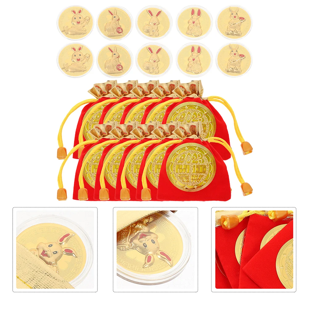 

Coins Rabbit Year Zodiac Commemorative Chinese Souvenir Newgifts Envelope Lucky Gold The Red Collection Gift Fortune
