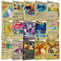 pokemon metal cards english 10000hp arceus vmax pikachu charizard golden iron card kids collection birthday gift